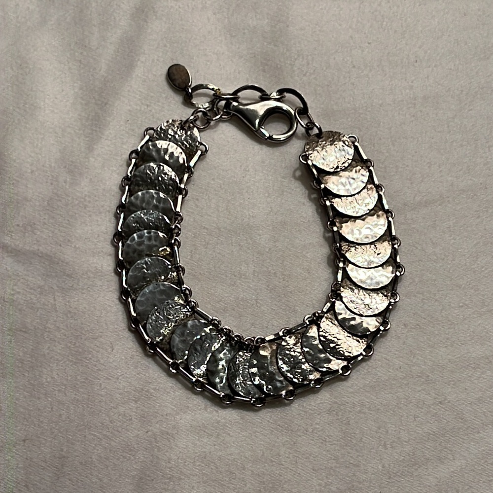 Retired Vintage ‘Simply Sequin’ Silpada Sterling Silver Disc Link Bracelet
